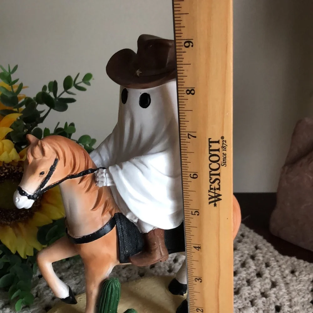 Ghost Cowboy On Horse Halloween Figurine - Western